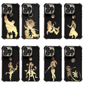 The Seven Deadly Sins Phone Case, Gold Silhouette Meliodas & Escanor Protective Cover Phone Case for iPhone 17 Pro Max Air 16 Pro 15 14 Plus 13 12 11 and Samsung S26-S23 Plus Ultra