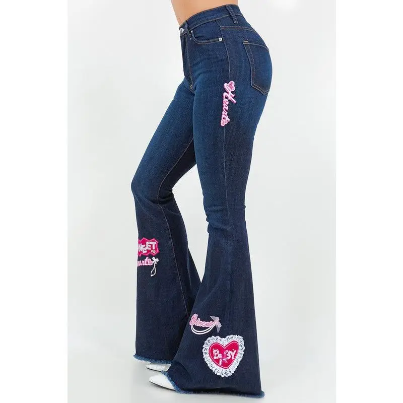 SweetHeart Bell Bottom Jeans in Dark Denim