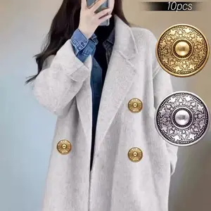 10pcs Vintage Round Embossed Totem Metal Buttons, Hand Sewn Decorative Buttons for Coats Sweaters Shirts Jackets Suits, DIY Accessories