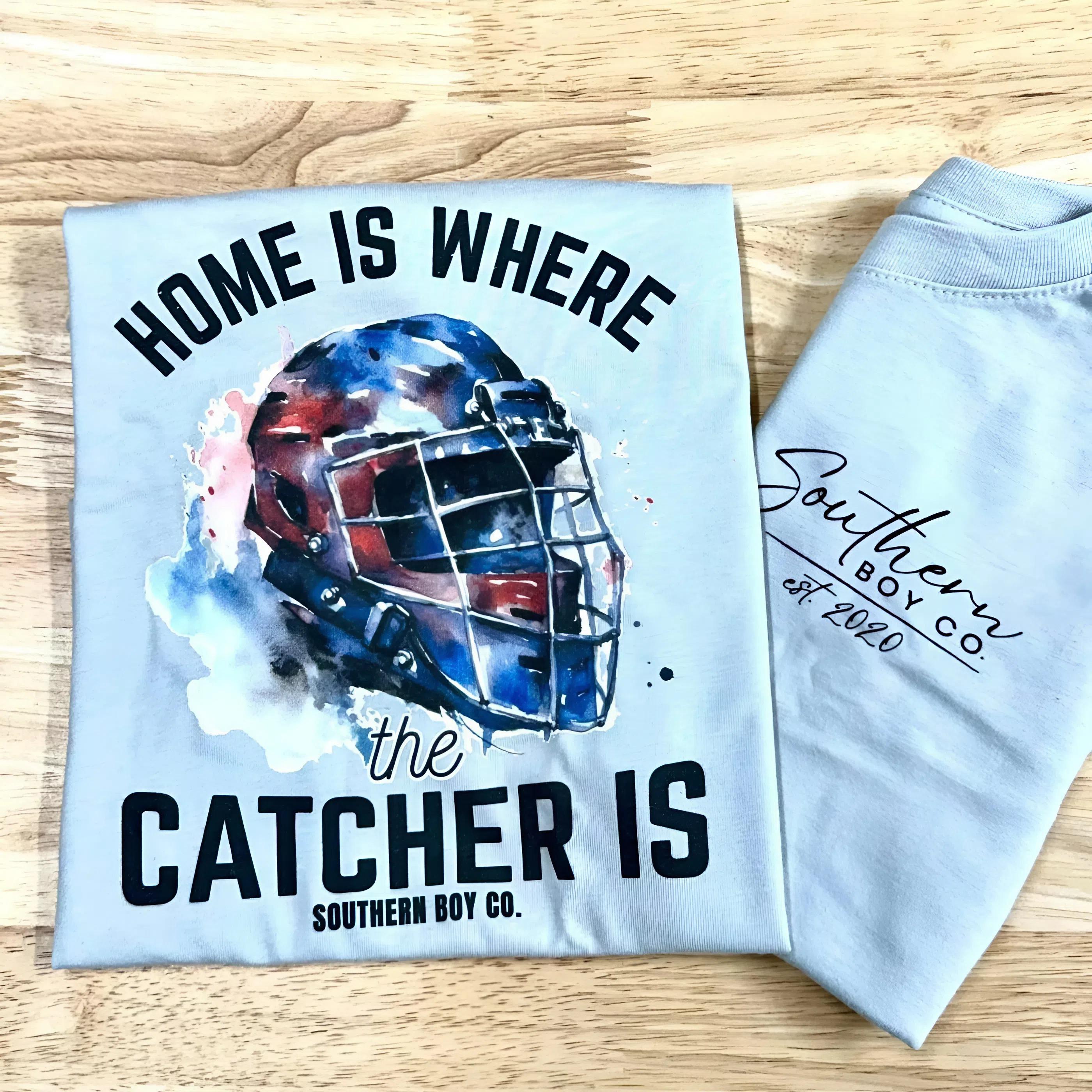 Home Is Where The Catcher Is Short Sleeve Boys Shirt, Southern Boy Clothing, Southern Life, Casual Cotton Shirt, Gift For Son and Daughter
