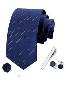 Men's Tie Cufflinks Tie Clip Brooch Set Striped Pattern, Casual Style for All Seasons, Perfect for Men's Leisure Occasions
