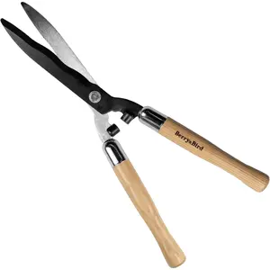 ,19.88''Pruning Shear for Trimming Borders and Bushes, Manual Hedge Clippers with Wooden Handles & Carbon Blades Scissors