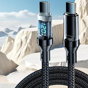 120W SUPERCHARGE! LED Display Type-C to Type-C Cable, 6A Fast Charging for iPhone 17/16/15 & Samsung S25 – 2M Braided