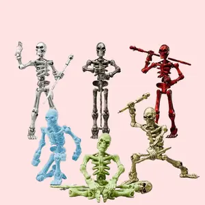 Popular Magnetic Medieval Skeleton Jointed Action Figures, High-Aesthetic DIY Movable Assembly Model Toy, 3D Printed Multi-Joint Modular Modern House Building Set, Spring Relaxation Creative Block Toy