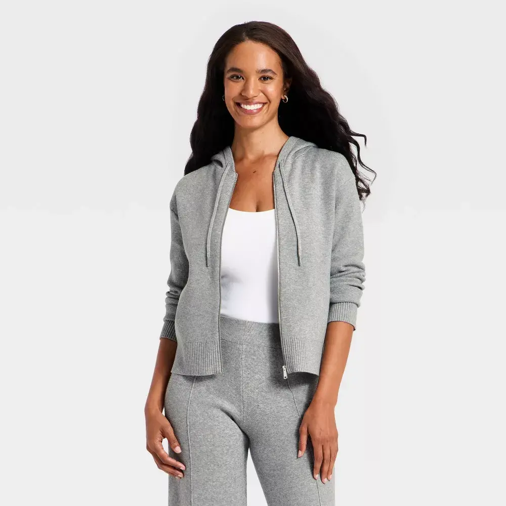 Women's Hooded Zip-Up Sweater - A