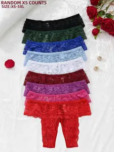 Random Color,Women's Sexy Open-Crotch Thong Panties, Valentine's Day Lingerie, Lace Transparent Floral Briefs,Soft Smooth Fabric,Perfect for Special occasion,All Seasons