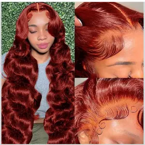 Reddish Brown Lace Front Wig 13X6 Body Wave Lace Front Wigs Human Hair Pre Plucked with Baby Hair 33# Colored Red Wig 180% Density for Women 26Inch