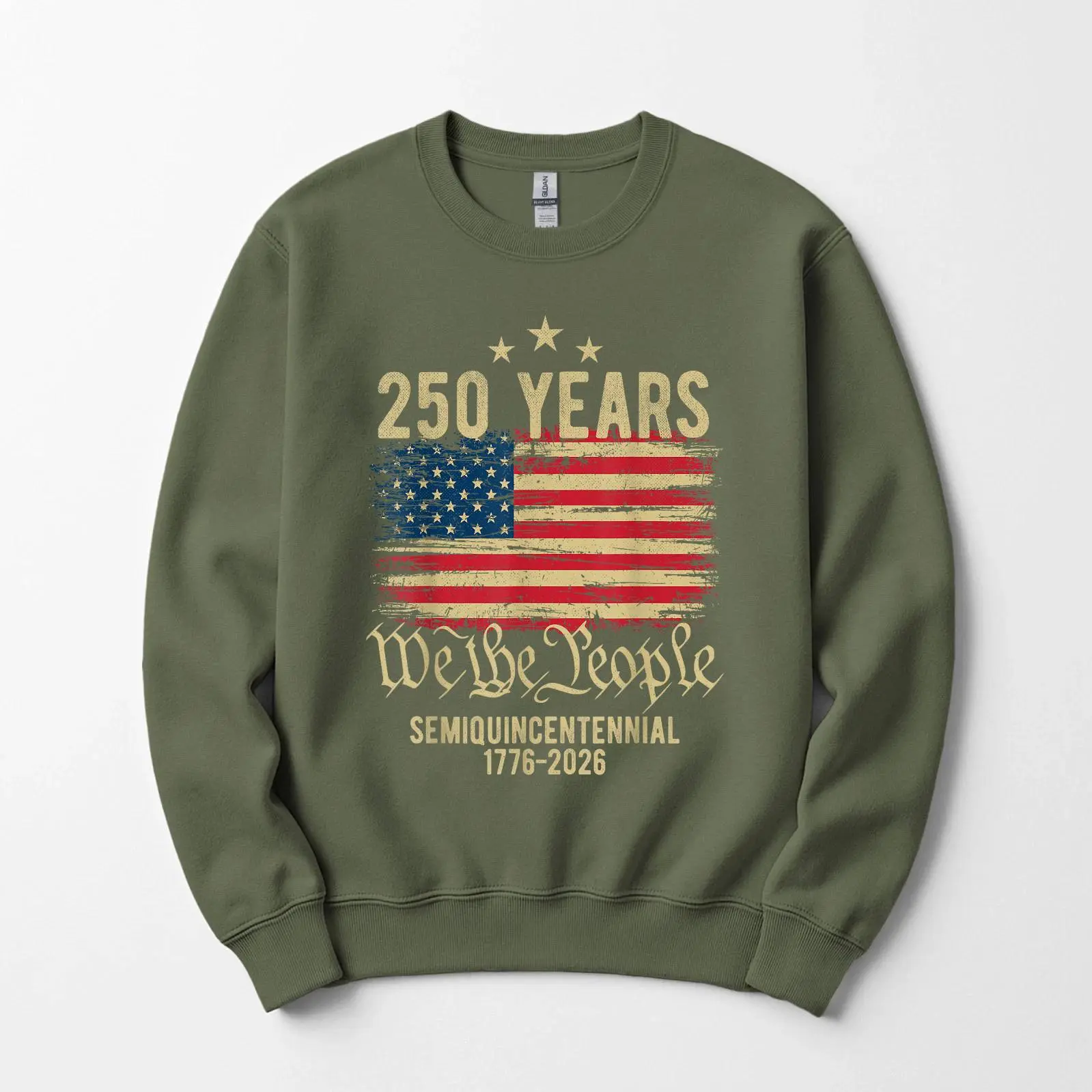 250 Years American Flag 250th Anniversary Crewneck Sweatshirt - T-Shirt - Hoodie Patriotic USA 1776–2026 Graphic Design, Full Color, For Men, For Women, Classic Freedom Vintag