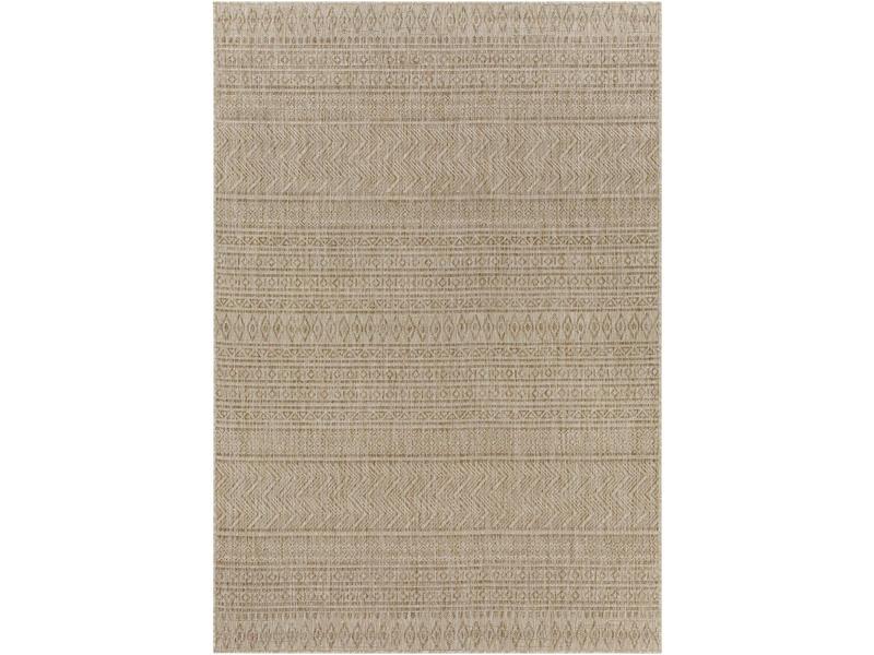 Livabliss Global Machine-Woven Bohemian Area Rug - 6'7" x 6'7" Round Khaki Multi-Color Polypropylene, Fade-Resistant Non-Customised, for Outdoor Patios & Indoor High-Traffic Areas (Exotic Flair Decorative Global Weave Sports & Outdoor Leisure Gear)