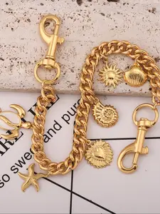 Beach Fashion Versatile Shell Turtle Starfish Chain, Ocean Bag Charm Keychain Pendant, Casual All-Season Animal Pattern Ornament