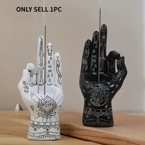 1PCS Handmade Resin Incense Burner - Black and White Yin-Yang Pattern Gesture Ornament,Suitable for aromatherapy candles or stick incense; can be used as aromatherapy accessories, incense burner and candlestick (incense not included)