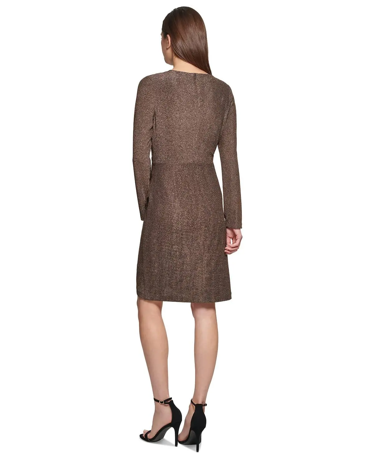 dkny metallic dress DKNY Women's Metallic Jacquard Scoop-Neck Midi Dress