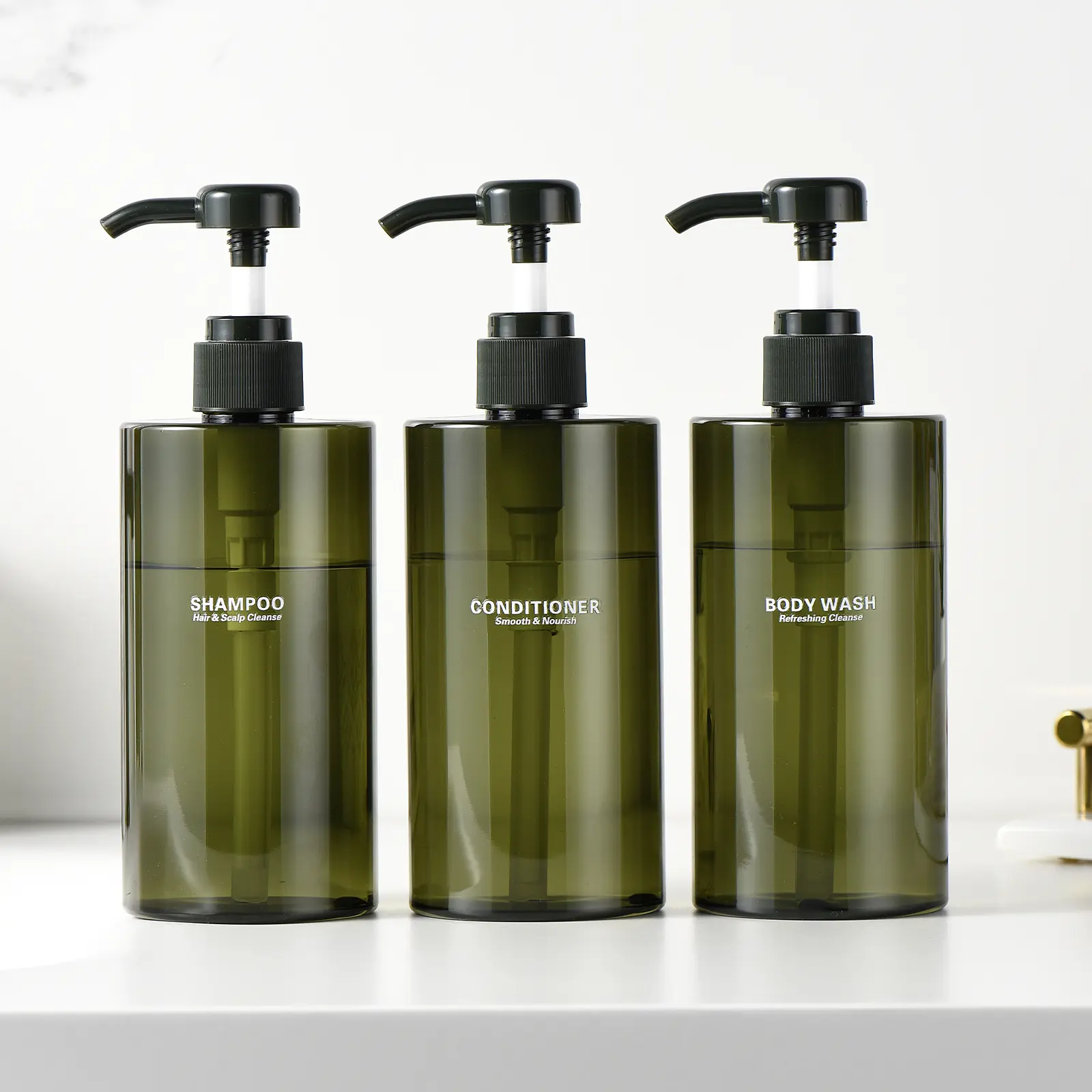Stylish Shampoo and Conditioner Dispenser Set of 3, 16.9oz Spa-Like Shower Soap Bottles Bathroom, Refillable Shampoo Conditioner Body Wash Dispenser with Pump and Labels