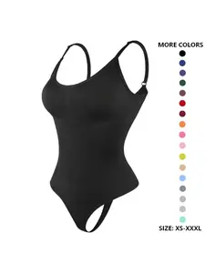 Women's Plain Adjustable Strap Backless High Waisted Shapewear Bodysuit, Comfortable Seamless Design, Fashionable and Practical, Daily Wear