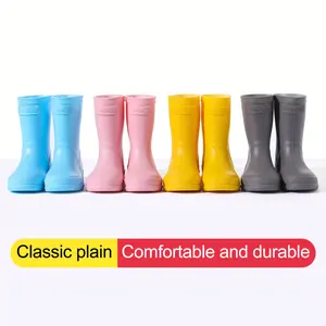 GentleChild Kids Rain Boots - Slip-On All-Season High Quality Boots, Non-Slip Sole, Soft Cushioned insoles (EVA), One-Piece Construction for Toddlers & Children - Pastel & Bright Colors (Pink, Yellow, Blue, Grey,) - for School, Playground,