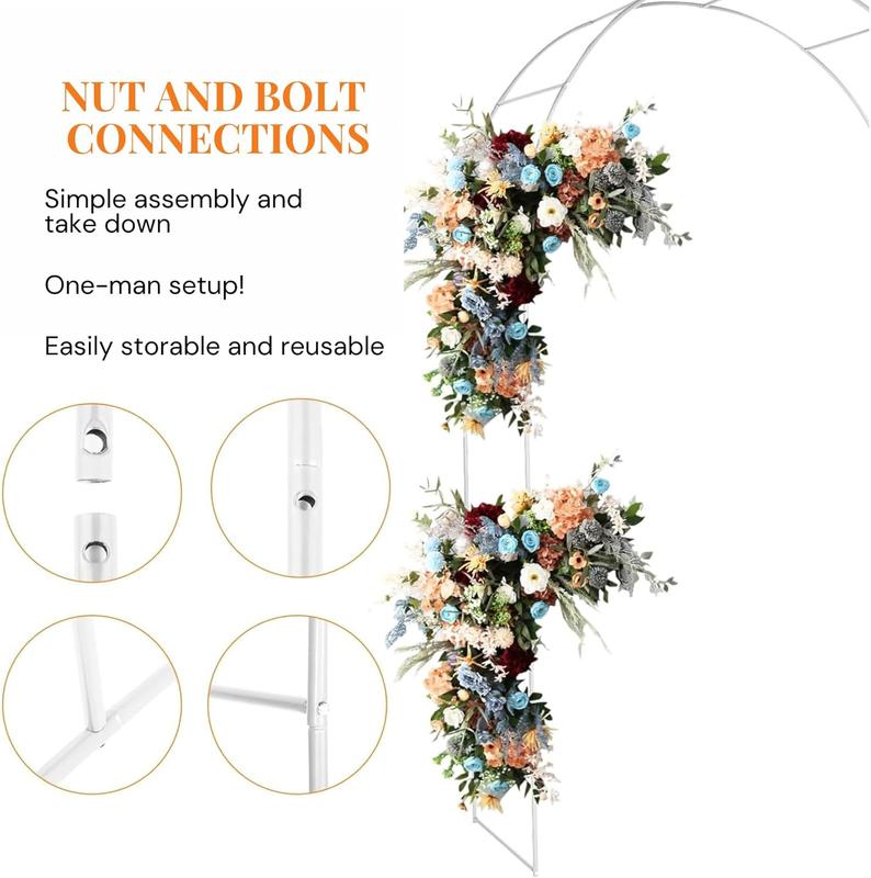 2 Sizes Metal Garden Arch Metal Garden Pavilion Arch - Assemble Freely for Climbing Plant Wedding Decoration - Wide Arbor