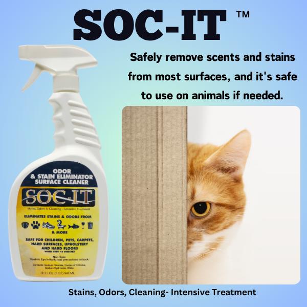2 Pack SOC-IT 32oz Stain and Odor Remover - Effective Stain and Odor Eliminator for Hard Surfaces & Versatile Use - Safe for Children and Pets