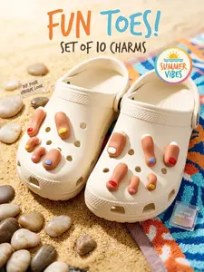 10 cartoon toe designs, slipper decorations, creative solid color designs, casual style, suitable for all seasons.(Friendly reminder: This product does not include shoes; only decorative accessories are sold.)