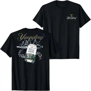Yuengling Field & Stream Beer Can Graphic T-Shirt Vintage Outdoor Brewery Logo Tee, Retro Fishing Lake Back Print Shirt for Men Women, Unisex Streetwear Summer Casual Angler Top