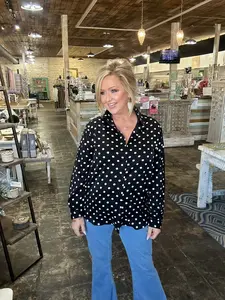 Nina Button Up Tunic-After Dark Polka Dot