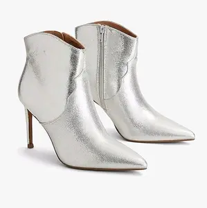 Quilted Pointed Toe Boot with Side Zipper Closure Thin 3 Inch Heel Padded Footbed Polyurethane Imported
