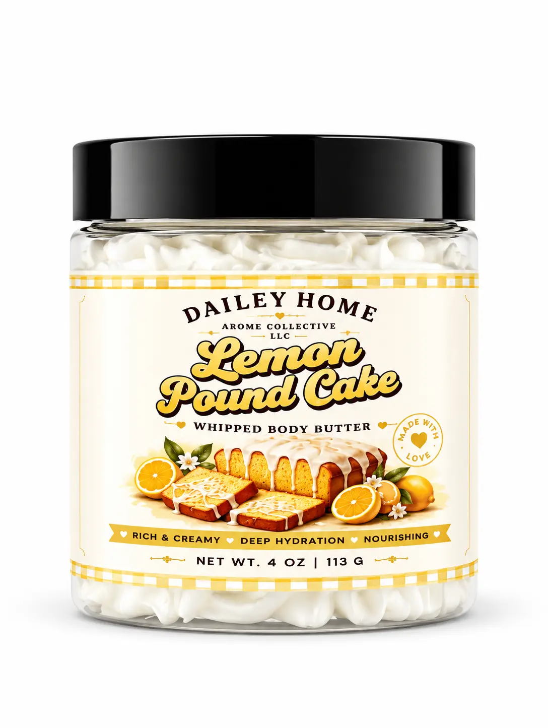 Lemon Lb Cake Scented Whipped Body Butter - Hydrating Bath & Body Care Moisturizer for Dry Skin