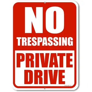 Honey Dew Gifts, No Trespassing Signs, No Trespassing Private Drive 9 inch by 12 inch Driveway Tin Sign, Property Sign, Made in USA, HDG-1131