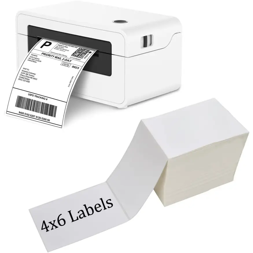 4x6 Thermal Labels,  500 Fanfold Direct Thermal Shipping Labels, Thermal Printer Label Compatible with Rollo Label Printer, MUNBYN, iDRPT, Polono, Zebra Thermal Label Printer