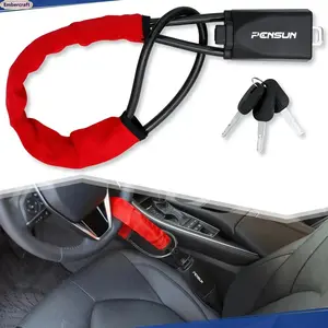 17-Inch Anti-Theft Steering Wheel Seat Belt Lock, Heavy Duty Security Deterrent For Car SUV, Universal Fit Vehicle Protection Device, Essential Auto Gadgets Interior Accessories, Car Must Haves For Drivers