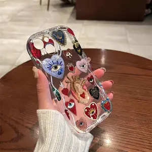 Full Screen Evil Eye Pattern Shockproof Soft TPU Phone Case for iPhone 17 16 15 14 13 12 11 PRO MAX PLUS, AIR and iPhone X XS MAX, Anti-drop Shockproof Wave Transparent Soft Case, Perfect Holiday Gift for Friends and Family