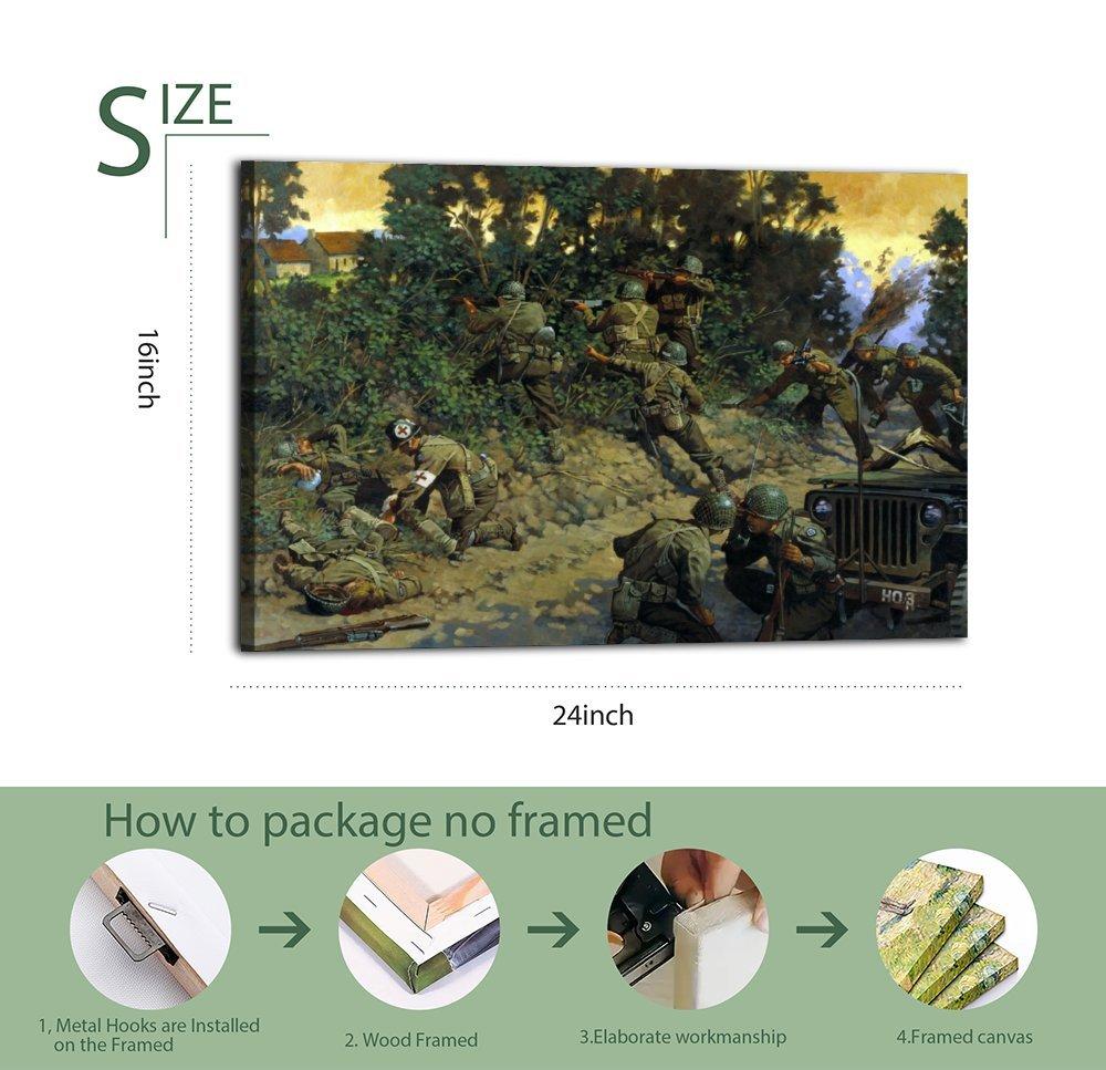 Vintage Poster WW II Soldier Battle  Rifle Poster Decorative Painting Canvas Wall Art Picture Print Modern Family Bedroom Decor