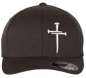 Christian Hats for Men Women Jesus 3 Nail Cross Hat GRAY L/XL FLEX FIT HAT with a Free 4" Decal