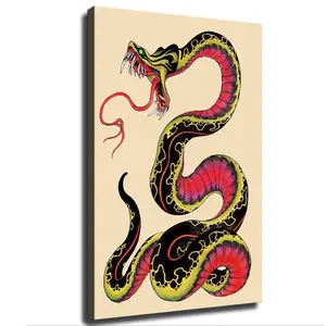 Japanese Tattoo Shop Wall Art Vintage Snake Tattoo Poster Canvas Painting Decor Print Room Decoration Satin Ornaments Artistic Photo