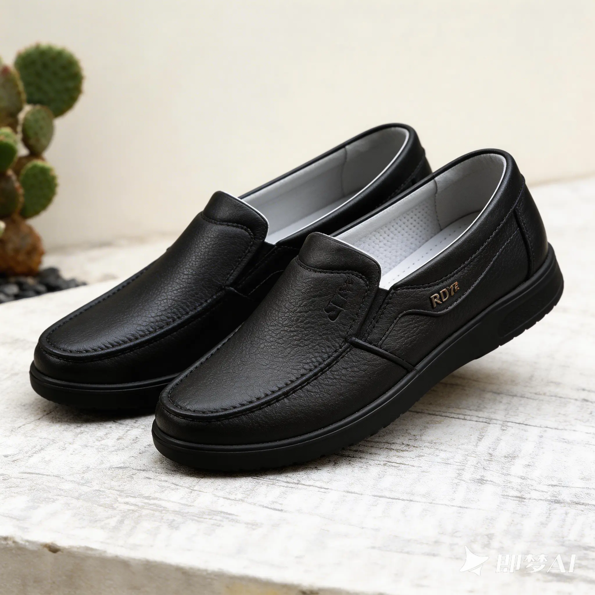 Men's Slip-On Leather Loafers, Business Casual Footwear with Rivet Accent, Breathable Comfortable Ankle Shoes with Non-Slip Sole, Korean, Father's Day Gift, Men's Shoes, Fabric, Espadrille Shoes