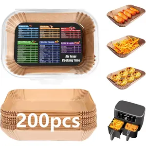 200 pcs higher nonstick disposable parchment paper air fryer liners, food grade, 8.6 × 5.5 inches, rectangular accessories for Ninja DZ201/DZ401 dual air fryers, baking