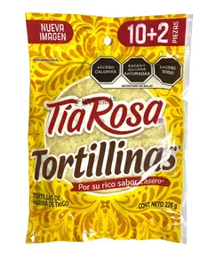 TORTILLINAS TIA ROSA 12 TORTILLAS - TORTILLAS DE HARINA DE TRIGO - 228 GRAMS - AUTHENTIC PRODUCT OF MEXICO