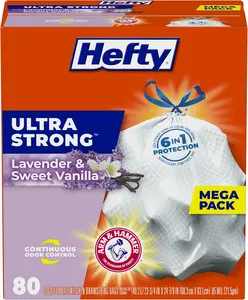 Kitchen Trash Bags Ultra Strong Tall , Lavender & Sweet Vanilla Scent, 13 Gallon, 80 Count