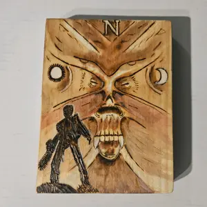 Necronomicon, book, mini, art, woodburned, gifts for him, 80s, kitkatkreationz, kitkatkreationzart,fan made, unique ,upcycled , ash, army, Hard Cover