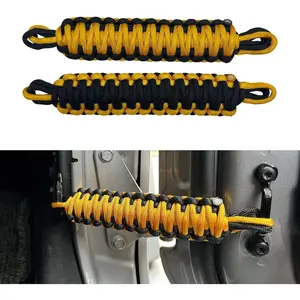 Door Limit Strap Replacement for Jeep Wrangler CJ YJ TJ JK JL Heavy Duty Paracord Door Check Straps Door Limiter,Black&Yellow (2Pack)
