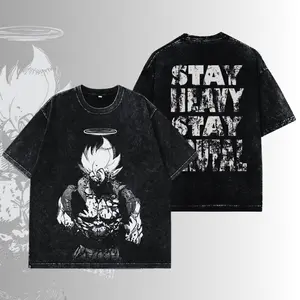 Gogeta DBZ Acid Washed Tee – Oversized Anime Gym Shirt, Vintage Graphic T Shirt, Saiyan Fusion Streetwear, Fitness Pump Cover