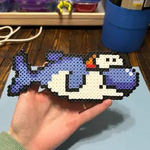 Mario Dolphin sprite made from perler beads