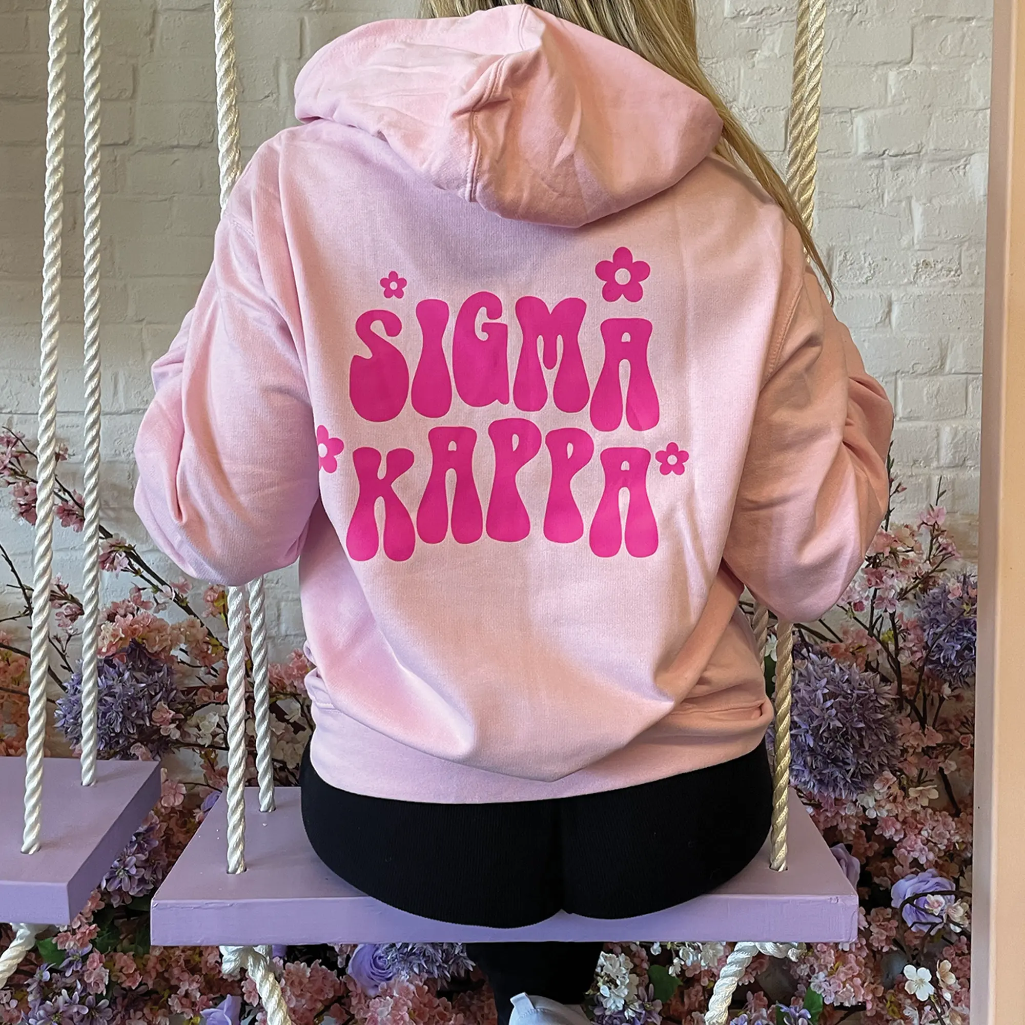 Sigma Kappa Retro Floral Pink Hoodie
