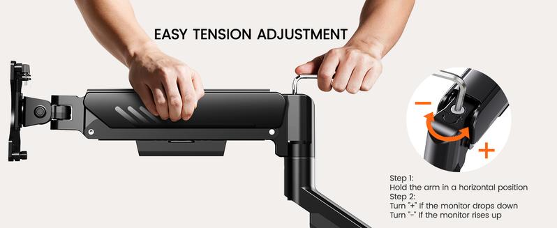 HUANUO Fully Adjustable Single Monitor Arm, Mount for 13–34 Inch Screens, Tool-Free VESA Installation, Cable Management, Supports Up to 19.8 lbs, Max VESA 100x100mm