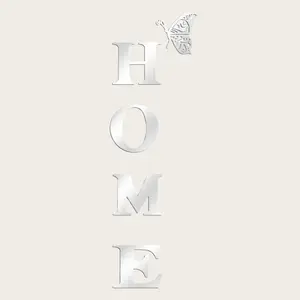 5-Piece Acrylic Reflective Decorative Mirror Wall Pediment Set, 2D Creative Home Lettering, Space-Themed Decor for Living Room, Easy DIY Installation