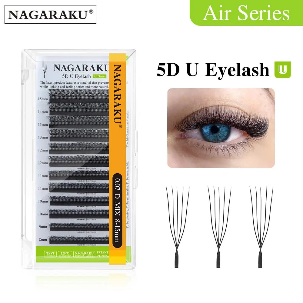 NAGARAKU U Shape 5D Soft Light Natural Eyelash Extensions Fluffy Mink Faux Fur Parallel Makeup Supplies 2026 New