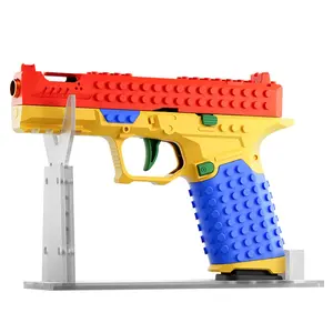 Building Block Toy Gun Blaster, DIY Creative Handgun STEM Model Display Toy, Shoots Bullets, Birthday Gift for Kids Ages 6+