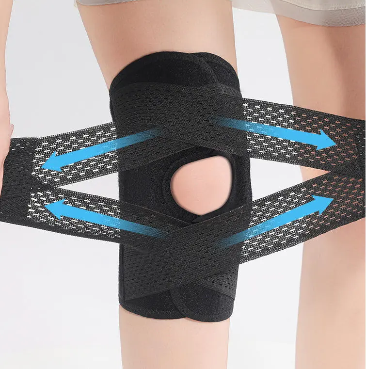 2pc Adjustable Patellar Knee Brace with Side Stabilizers - Medium-Stretch Fabric, Pull-On Closure, Breathable Compression Sleeves, Ergonomic Design for Meniscal Tear Support, Professional Sports & Daily Use Gifts for Party Supplies, Knee Sleeves