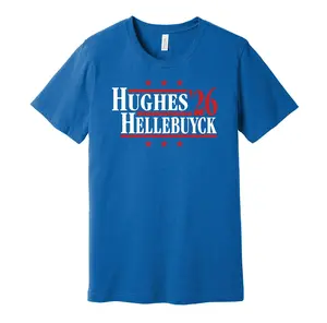 Youth & Adult Hughes & Hellebuyck '26 Team USA Retro Campaign T-Shirt, Vintage USA Hockey Graphic Tee, Patriotic Ice Hockey Fan Shirt, Unisex Game Day Sports Gift