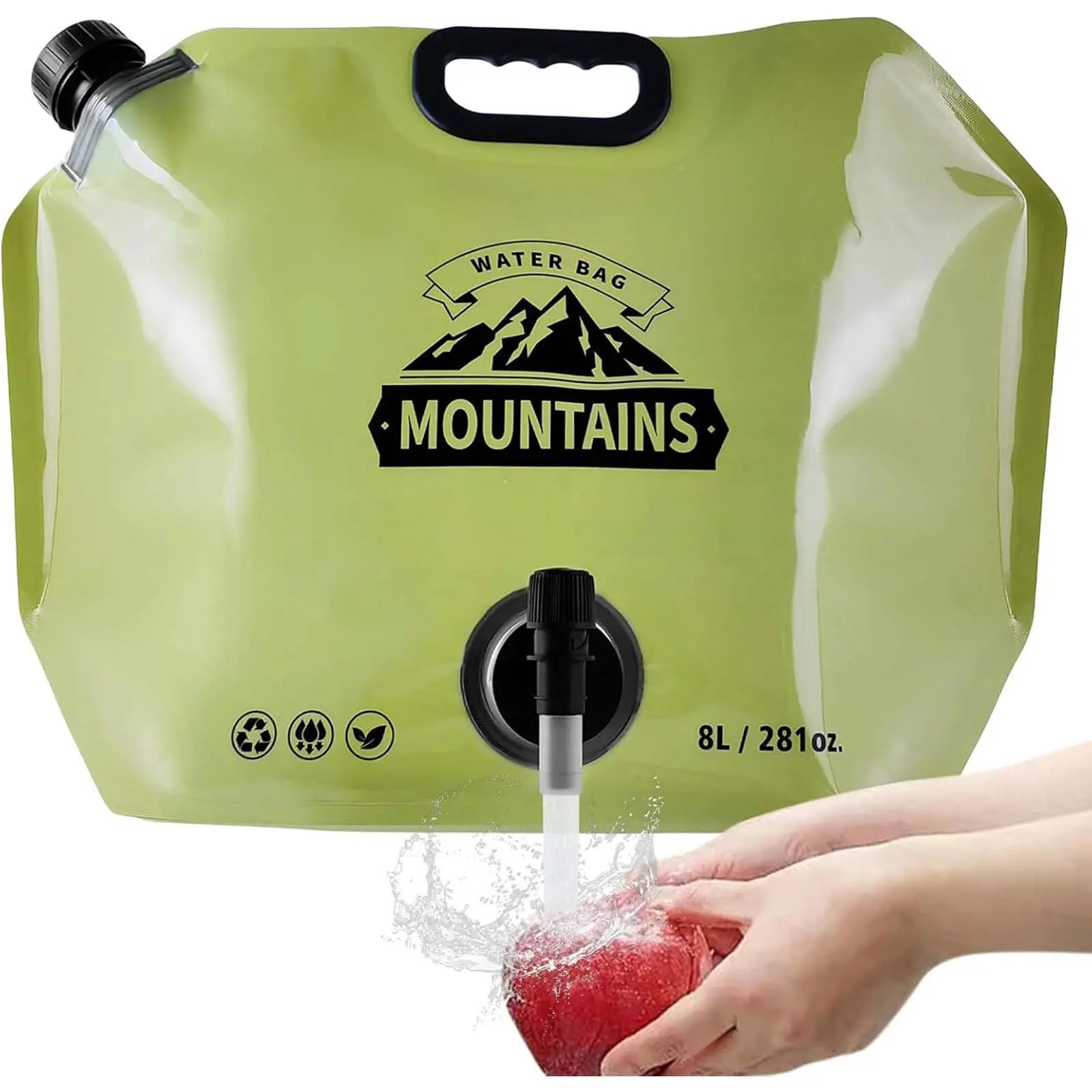 Collapsible Water Container 8L/2.1 Gallon Camping Water Jug with Adjustable Faucet, Leakproof BPA Free Food Grade Water Bag for Camping Backpack Hiking Emergency Prep