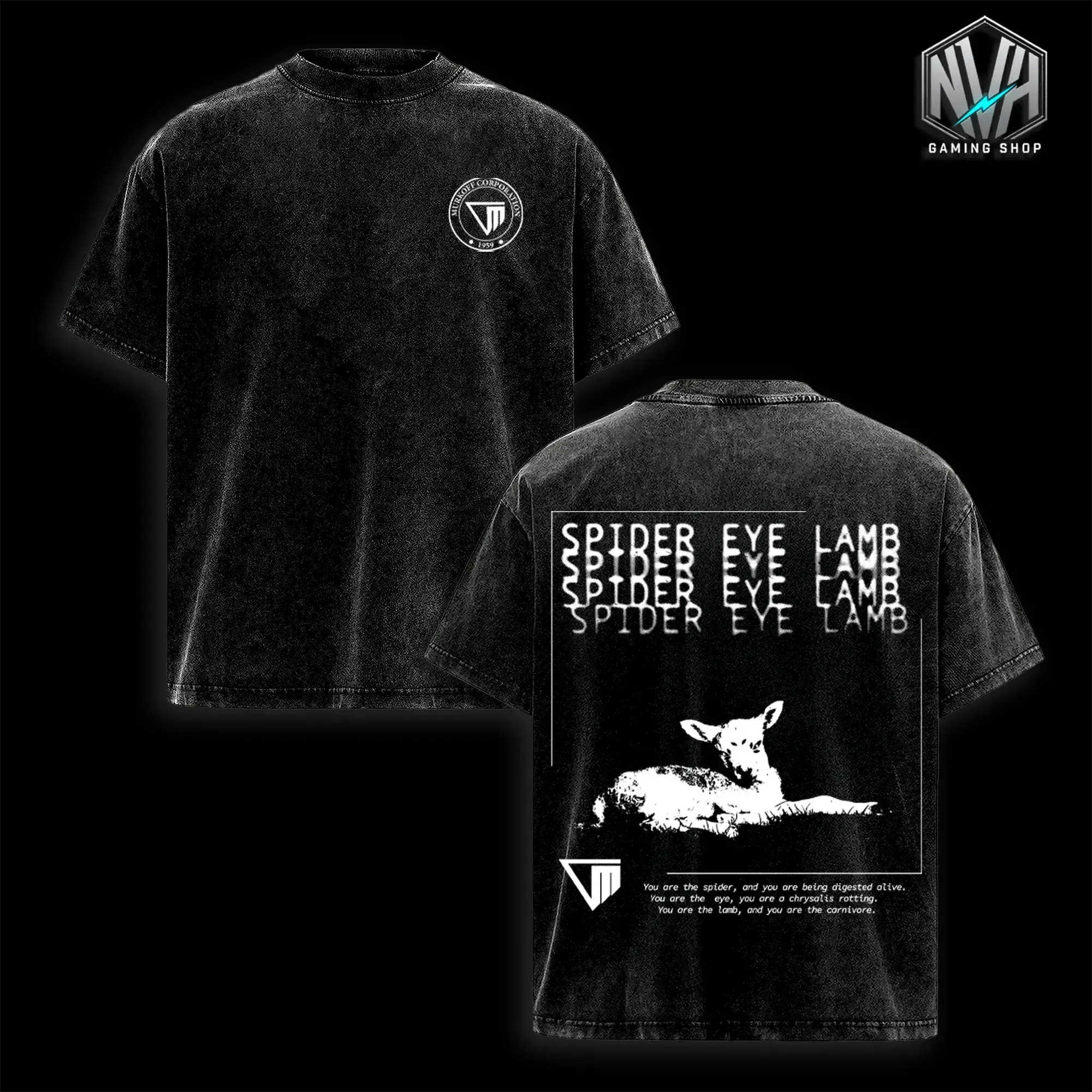 Outlast Trials SPIDER EYE LAMB T-Shirt, Hoodies Video Games, Horror Vintage Shirt, Game Fan, Streetwear Tops Black Fabric Menswear Cotton Seamless